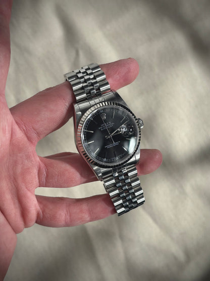 Rolex Datejust 16234 36mm Cadran Noir Chemin de Fer