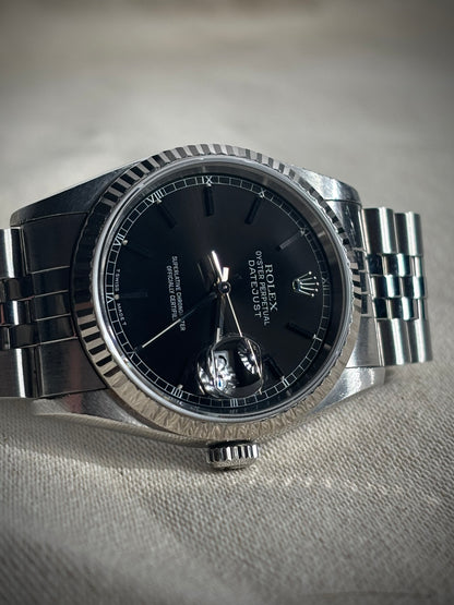 Rolex Datejust 16234 36mm Cadran Noir Chemin de Fer